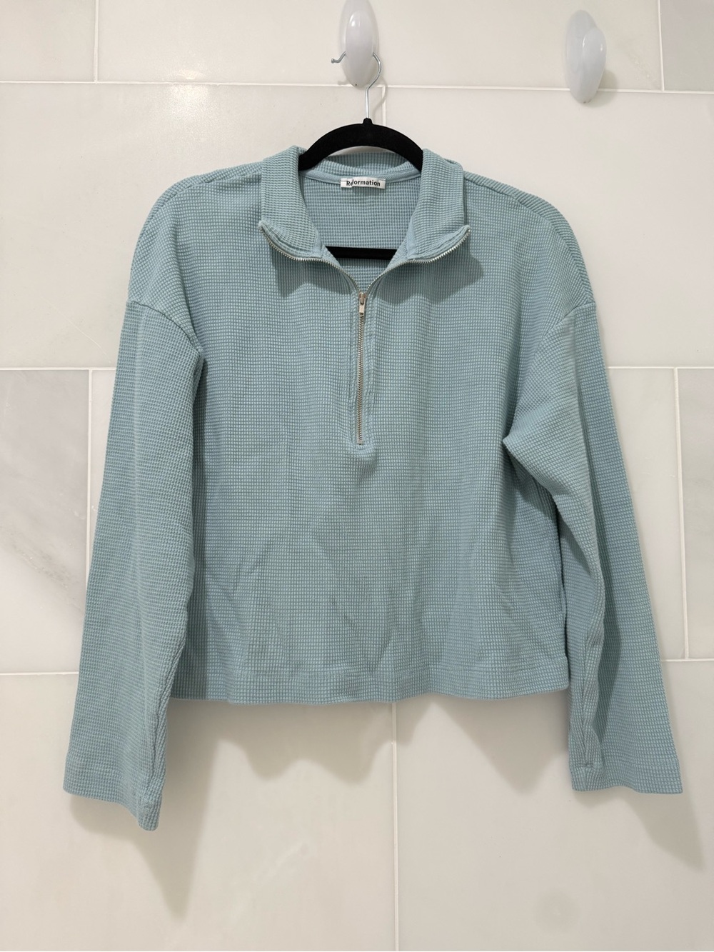 Reformation Half Zip Cotton Pullover